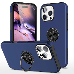 iPhone 16 Pro Compatible Case Cover With Shockproof Magnetic Ring Holder - Navy