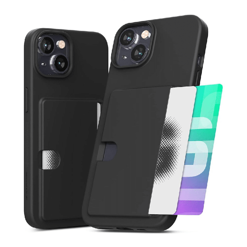 iPhone 16 Plus Compatible Case Cover With Goospery Rail 2 Card - Black