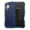 iPhone 16 Plus Compatible Case Cover With Shockproof Robot Armor Hard Plastic Case with Belt Clip - Navy