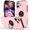 iPhone 16 Plus Compatible Case Cover With Shockproof Magnetic Ring Holder - Pink