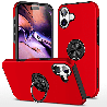 iPhone 16 Plus Compatible Case Cover With Shockproof Magnetic Ring Holder - Red