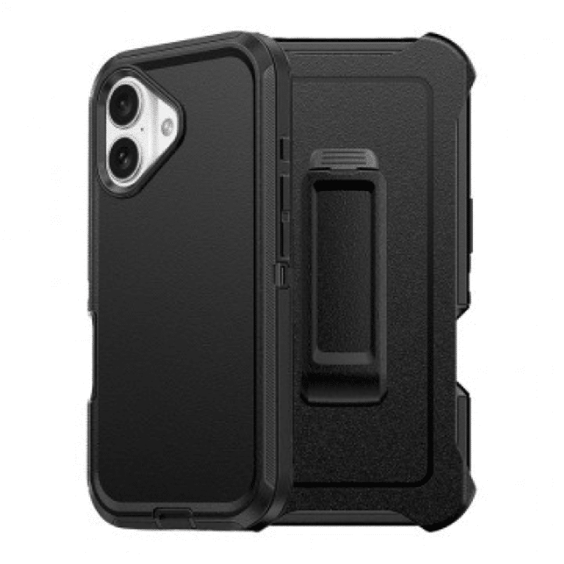 iPhone 16 Plus Compatible Case Cover With Shockproof Robot Armor Hard Plastic Case with Belt Clip - Navy