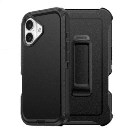 iPhone 16 Plus Compatible Case Cover With Shockproof Robot Armor Hard Plastic Case with Belt Clip - Navy
