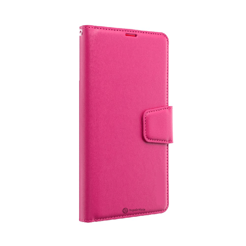 iPhone 16 Compatible Case Cover With PU Flip Leather Wallet - HotPink