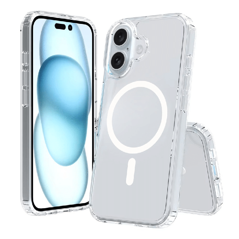 iPhone 16 Plus Compatible Case Cover With High Quality Acrylic + TPU Hybrid Transparent And Compatible With MagSafe Technology