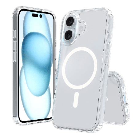 iPhone 16 Plus Compatible Case Cover With High Quality Acrylic + TPU Hybrid Transparent And Compatible With MagSafe Technology