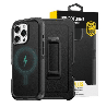 iPhone 16 Pro Max Compatible Case Cover With Belt Clip And Shockproof Robot Armor Hard Plastic With Magsafe Technology - Black