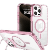 iPhone 16 Pro Max Compatible Case Cover With Transparent Lens Flip Stand With Magsafe Technology - Pink