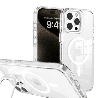 iPhone 16 Pro Max Compatible Case Cover With Transparent Lens Flip Stand With Magsafe Technology - White
