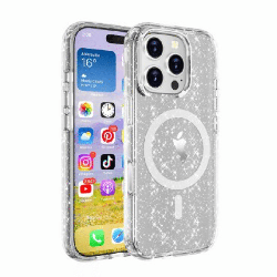 iPhone 16 Compatible Shockproof Transparent MagSafe Case Cover - Shiny Clear