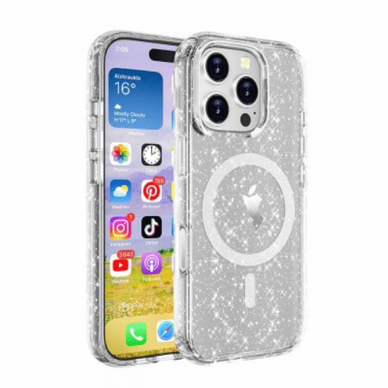 iPhone 16 Compatible Shockproof Transparent MagSafe Case Cover - Shiny Clear
