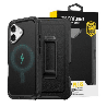 iPhone 16 Compatible Case Cover With Shockproof Robot Armor Hard Plastic and Belt Clip Compatible With Magsafe Technology - Blac