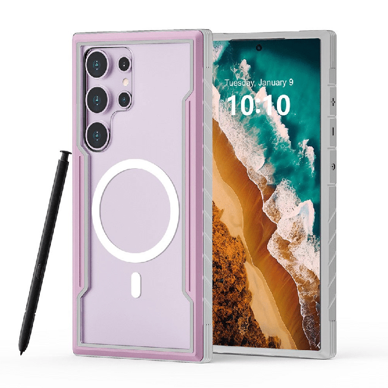 Samsung Galaxy S24 Ultra Compatible Case Cover With Shockproof Heavy Duty Armor And Compatible With MagSafe Technology - Rose Go
