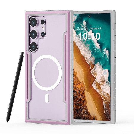 Samsung Galaxy S24 Ultra Compatible Case Cover With Shockproof Heavy Duty Armor And Compatible With MagSafe Technology - Rose Go