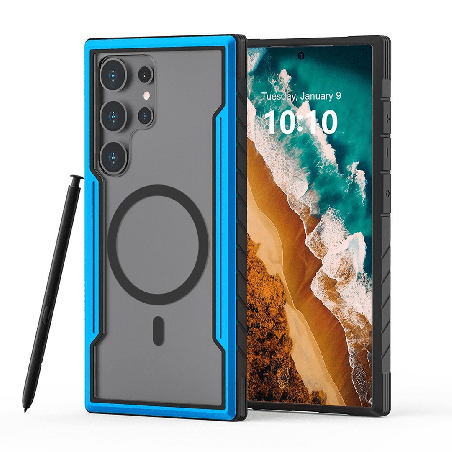Samsung Galaxy S24 Ultra Compatible Case Cover With Shockproof Heavy Duty Armor And Compatible With MagSafe Technology - Blue