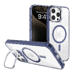 iPhone 16 Pro Compatible Case Cover With Lens Flip Stand Transparent And Compatible With MagSafe Technology - Navy