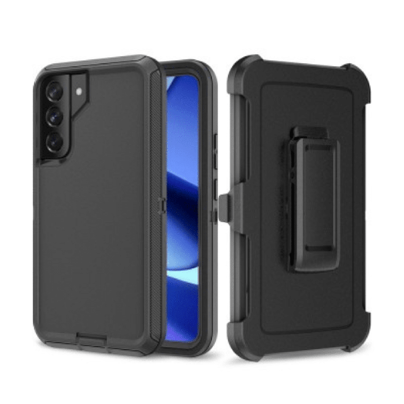 Samsung Galaxy S23 Plus Compatible Case Cover With Shockproof Robot Armor Hard Plastic Case with Belt Clip - Black