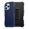 iPhone 16 Pro Max Compatible Case Cover With Shockproof Robot Armor Hard Plastic Case with Belt Clip - Navy