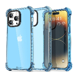 iPhone 15 Premium Drop & Shock Resistant Case Cover: Durable, Lightweight with Comfortable Grip - Clear Blue