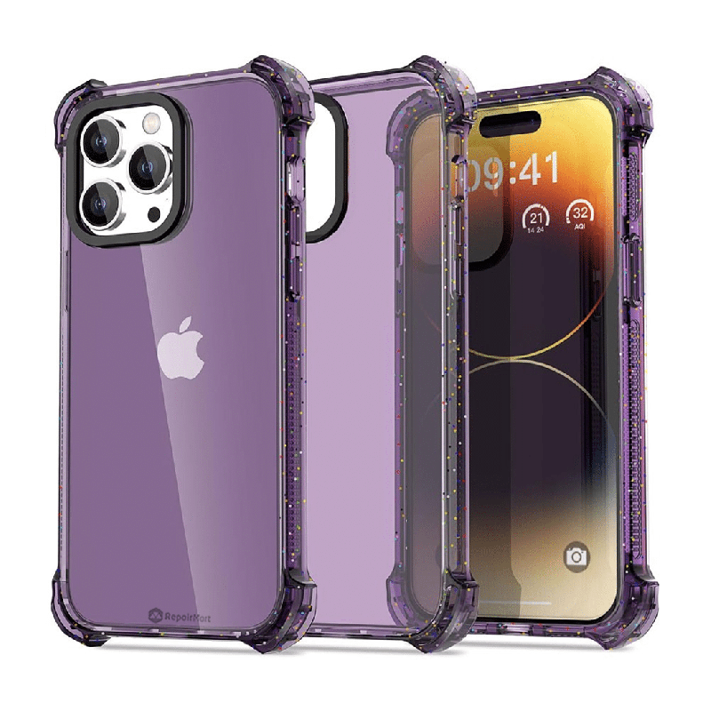 iPhone 15 Premium Drop & Shock Resistant Case Cover: Durable, Lightweight with Comfortable Grip - Clear Purple