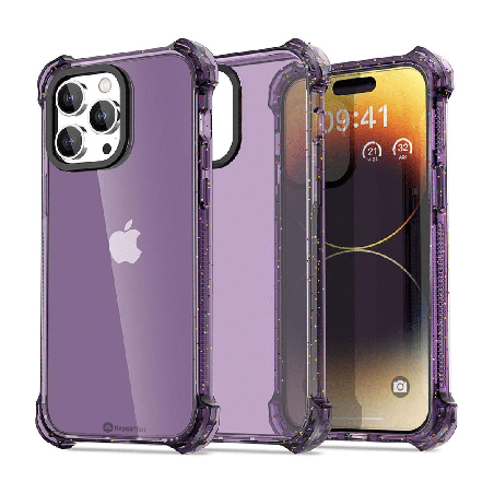iPhone 15 Premium Drop & Shock Resistant Case Cover: Durable, Lightweight with Comfortable Grip - Clear Purple
