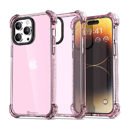 iPhone 15 Premium Drop & Shock Resistant Case Cover: Durable, Lightweight with Comfortable Grip - Clear Pink