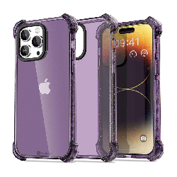 iPhone 15 Premium Drop & Shock Resistant Case Cover: Durable, Lightweight with Comfortable Grip - Clear Purple