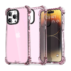 iPhone 15 Premium Drop & Shock Resistant Case Cover: Durable, Lightweight with Comfortable Grip - Clear Pink