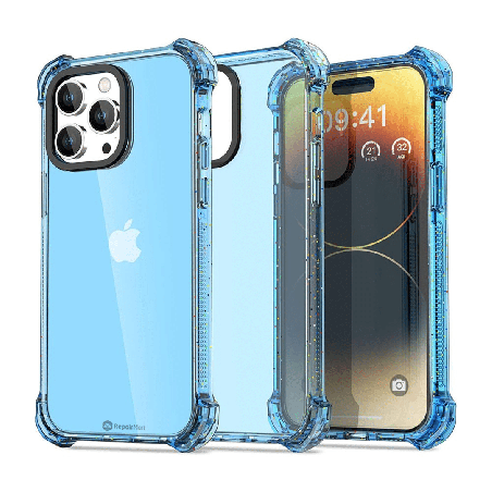 iPhone 15 Premium Drop & Shock Resistant Case Cover: Durable, Lightweight with Comfortable Grip - Clear Blue