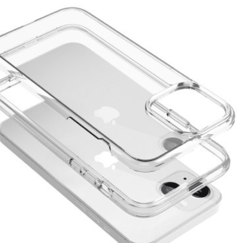 iPhone 15 Strong Drop-Resistant Case Cover Shock & Scratch Protection with Wireless Charging Compatibility - Clear Black (1)
