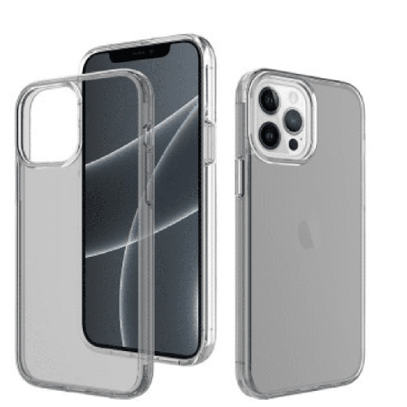 iPhone 15 Pro Strong Drop-Resistant Case Cover: Shock & Scratch Protection with Wireless Charging Compatibility - Clear Black
