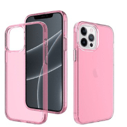 iPhone 15 Pro Max Strong Drop-Resistant Case Cover: Shock & Scratch Protection with Wireless Charging Compatibility - Clear Pink