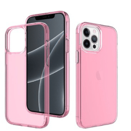 iPhone 15 Pro Max Strong Drop-Resistant Case Cover: Shock & Scratch Protection with Wireless Charging Compatibility - Clear Pink