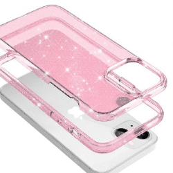iPhone 15 Clear Heavy-Duty Protection Case Cover Shiny Glitter, Scratch Resistant with Screen & Rear Camera Lens Protection, & W