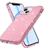 iPhone 15 Clear Heavy-Duty Protection Case Cover: Shiny Glitter, Scratch Resistant with Screen & Rear Camera Lens Protection, & 