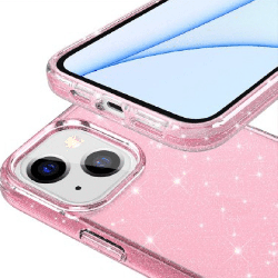 iPhone 15 Clear Heavy-Duty Protection Case Cover Shiny Glitter, Scratch Resistant with Screen & Rear Camera Lens Protection, & W