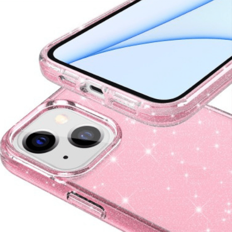iPhone 15 Clear Heavy-Duty Protection Case Cover Shiny Glitter, Scratch Resistant with Screen & Rear Camera Lens Protection, & W