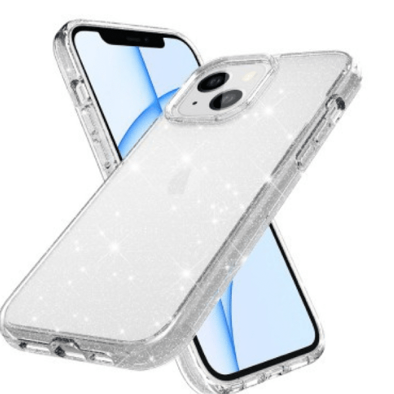 iPhone 15 Clear Heavy-Duty Protection Case Cover: Shiny Glitter, Scratch Resistant with Screen & Rear Camera Lens Protection, & 