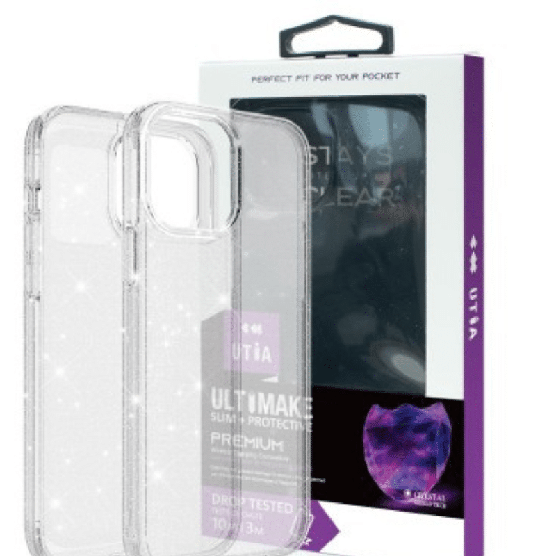 iPhone 15 Plus Clear Heavy-Duty Protection Case Cover Shiny Glitter, Scratch Resistant with Screen & Rear Camera Lens Protection