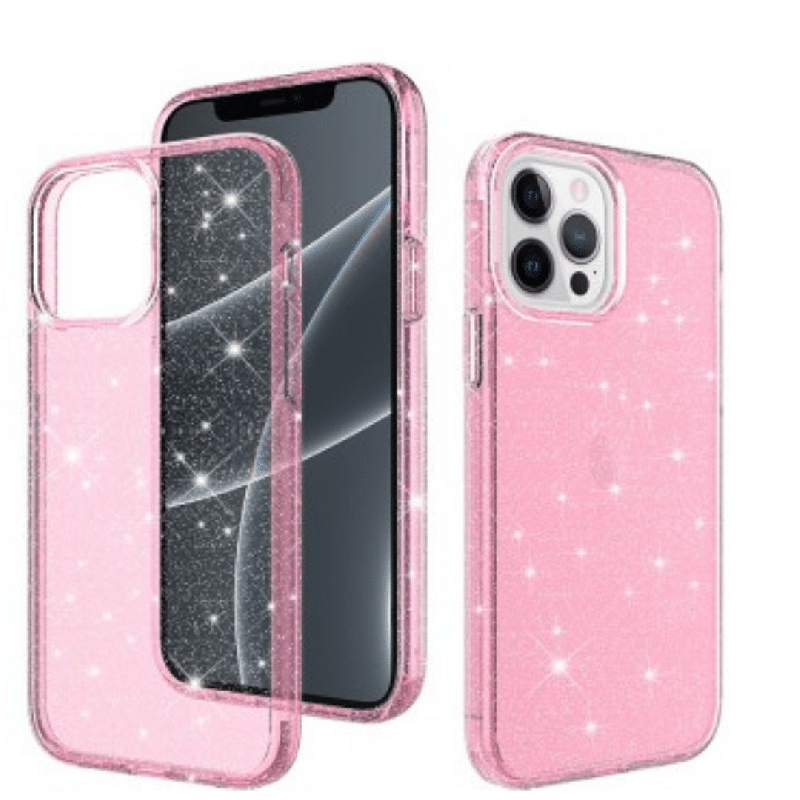 iPhone 15 Pro Max Clear Heavy-Duty Protection Case Cover: Shiny Glitter, Scratch Resistant with Screen & Rear Camera Lens Protec