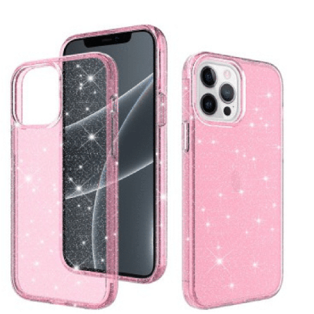 iPhone 15 Pro Max Clear Heavy-Duty Protection Case Cover: Shiny Glitter, Scratch Resistant with Screen & Rear Camera Lens Protec