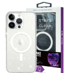iPhone 15 Clear Heavy-Duty Protection Case Cover Shiny Glitter, Scratch Resistant with Screen & Rear Camera Lens Protection, & M