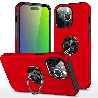 iPhone 15 Pro Anti-Shock Magnetic Ring Holder Case Cover: Full 360° Protection With Magnetic Adhesion For Fall Prevention - Red