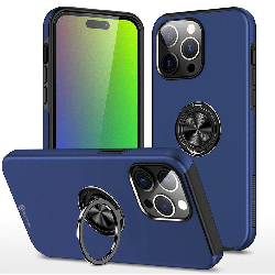 iPhone 15 Pro Max Anti-Shock Magnetic Ring Holder Case Cover: Full 360° Protection With Magnetic Adhesion For Fall Prevention - 