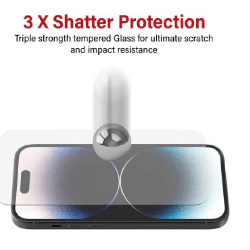 iPhone 14 Pro Max Triple-Strength Tempered Glass Screen Protector: Very Tough, Ultra HD Transparency, High Touch Sensitivity, St