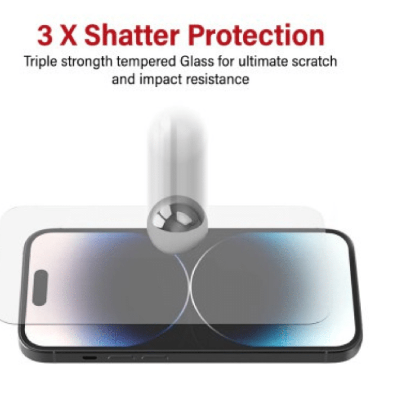 iPhone 14 Pro Max Triple-Strength Tempered Glass Screen Protector: Very Tough, Ultra HD Transparency, High Touch Sensitivity, St