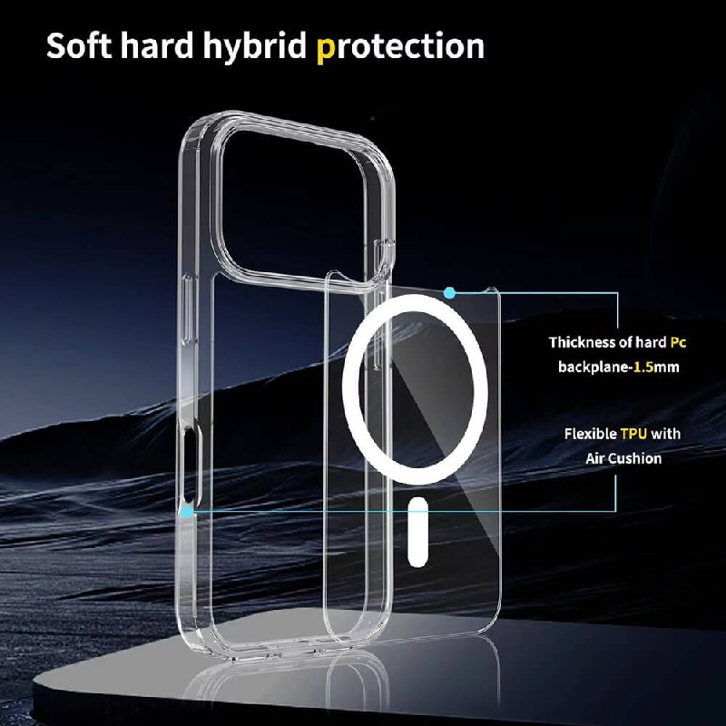 iPhone 17 Pro Max High Quality Acrylic + TPU Hybrid Transparent Case Cover With Magnetic Ring3