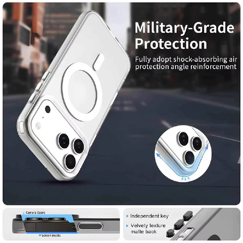 iPhone 17 Pro Max High Quality Acrylic + TPU Hybrid Transparent Case Cover With Magnetic Ring8