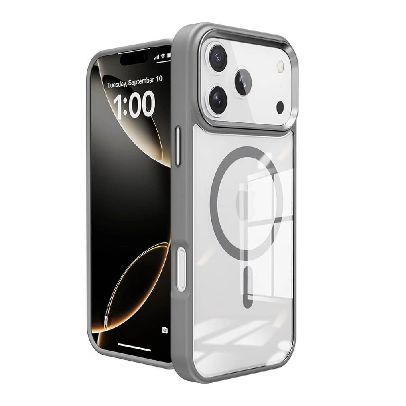 iPhone 17 Pro Max Metal Camera Lens Transparent Case Cover With Magnetic Ring3