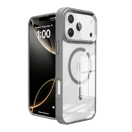 iPhone 17 Pro Max Metal Camera Lens Transparent Case Cover With Magnetic Ring3
